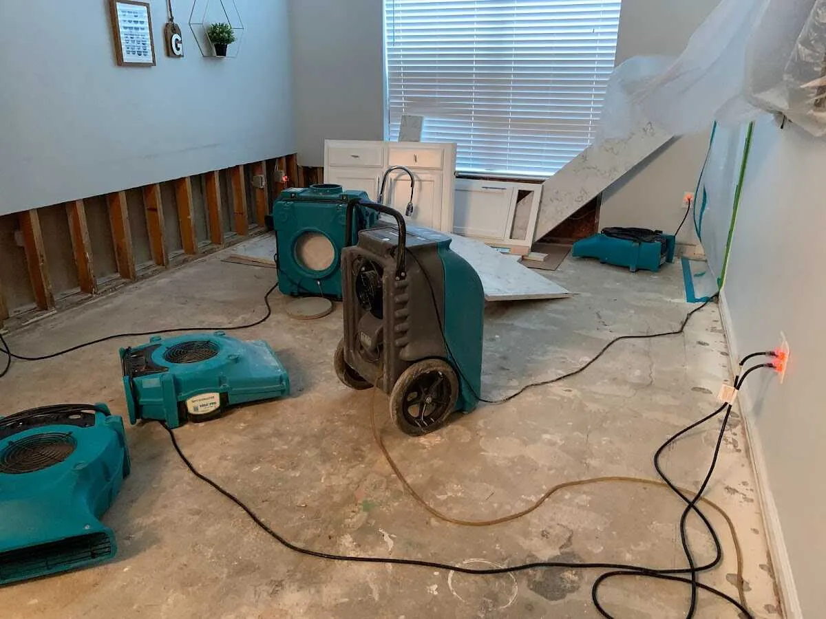 Dehumidifier in flood-cut room for Water Damage Restoration in Mount Kisco